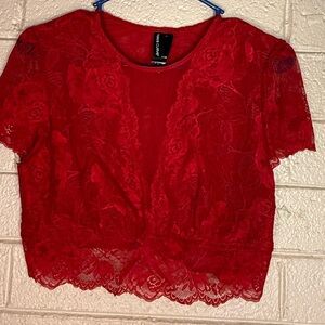 Torrid Vibrant Red Lace Blouse